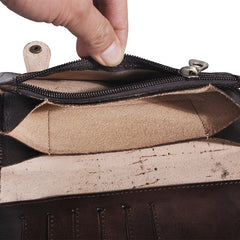 Men's Leather Checkbook Chain Organizer Long Wallet Purse Clutch