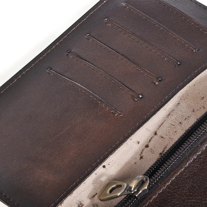 Men's Leather Checkbook Chain Organizer Long Wallet Purse Clutch