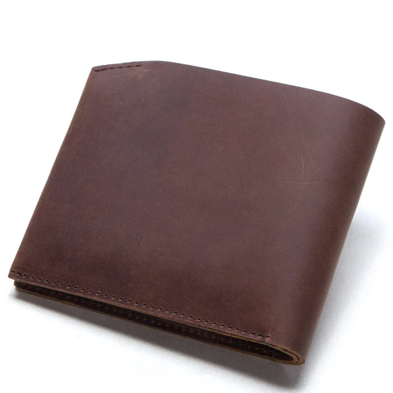 Vintage Crazy Horse Leather Men's Wallet Lightweight Cow Leather Wallet