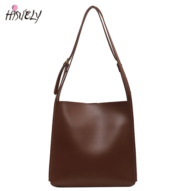 Vintage Female Tote High PU Leather Handbag Large Capacity Shoulder Bags