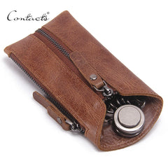 Vintage Leather Keys Wallet Keychain Zipper Key Case Bag Organizer