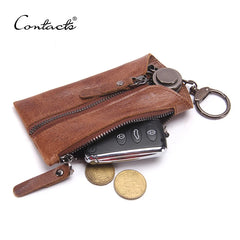 Vintage Leather Keys Wallet Keychain Zipper Key Case Bag Organizer