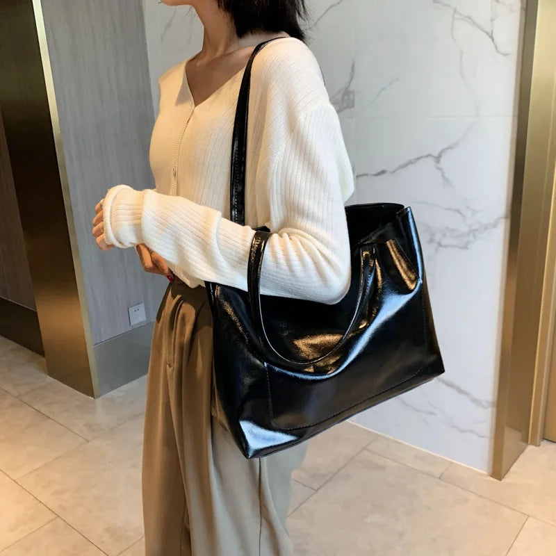 Vintage PU Leather Handbags Large Capacity Shoulder Bags