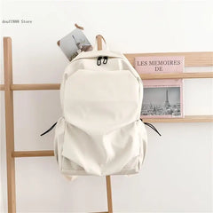Solid Casual Backpack for Teenage Girls High Capacity Women Travel Bagpack