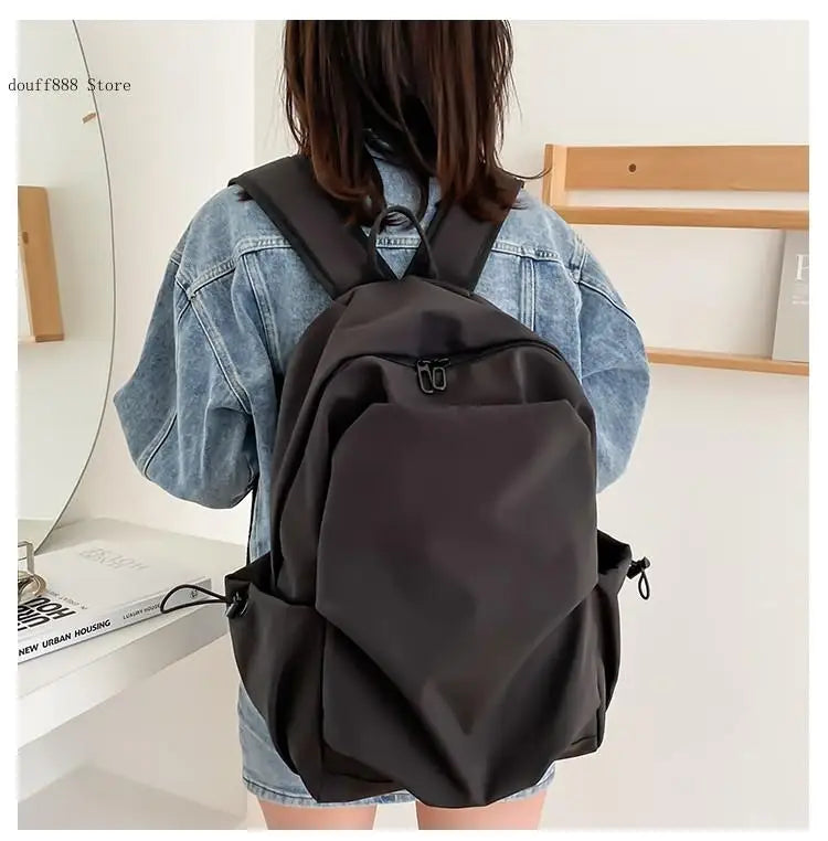 Solid Casual Backpack for Teenage Girls High Capacity Women Travel Bagpack