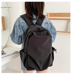 Solid Casual Backpack for Teenage Girls High Capacity Women Travel Bagpack