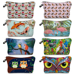 Animal Series Cat Dog Print Makeup Pouch Portable Cosmetic Bags