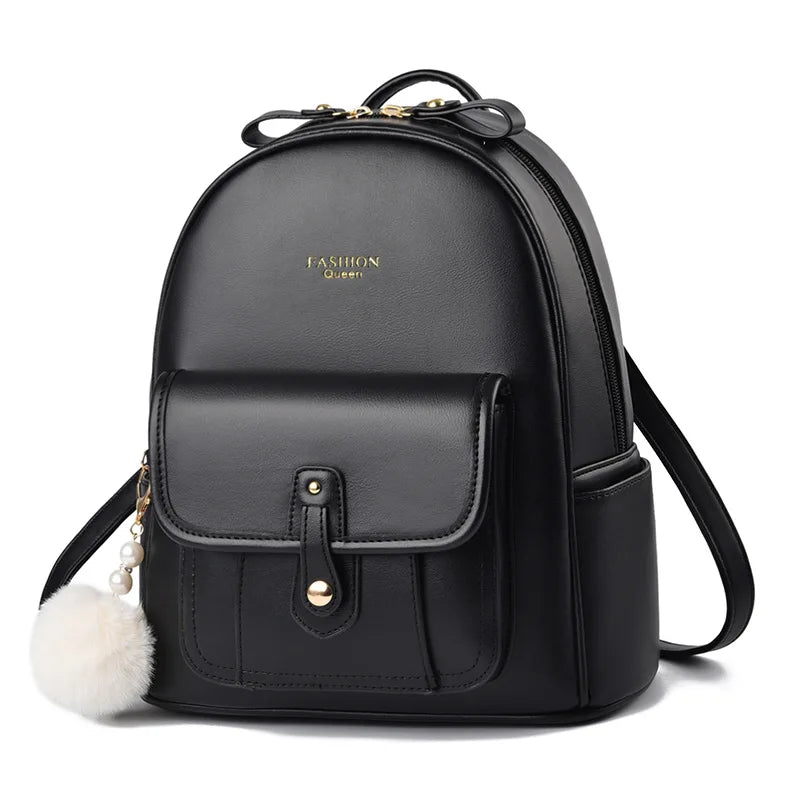Soft Leather Shaped Backpack Large Capacity Student Bag