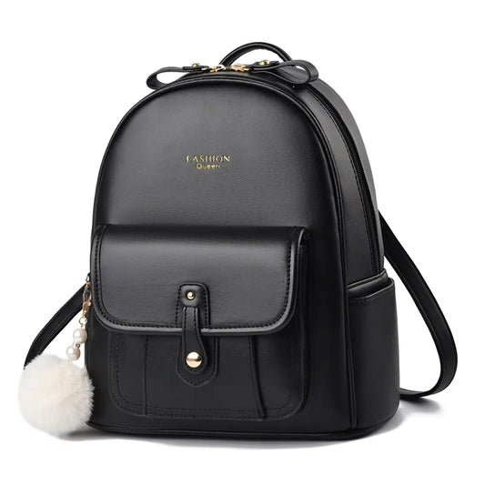 Soft Leather Shaped Backpack Large Capacity Student Bag