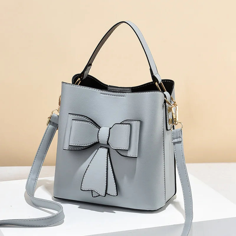 Women's Bucket Bag Casual Small Fresh Bow Shoulder Messenger Bag