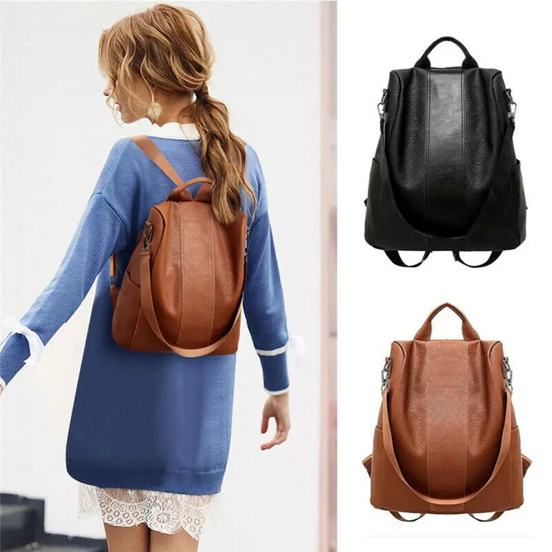 Women Ladies PU Leather Rucksack Travel Shoulder Bag