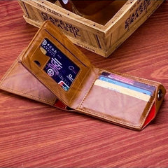 Men's Short Wallet Magnetic Buckle Double Line Hundred Dollar Wallet