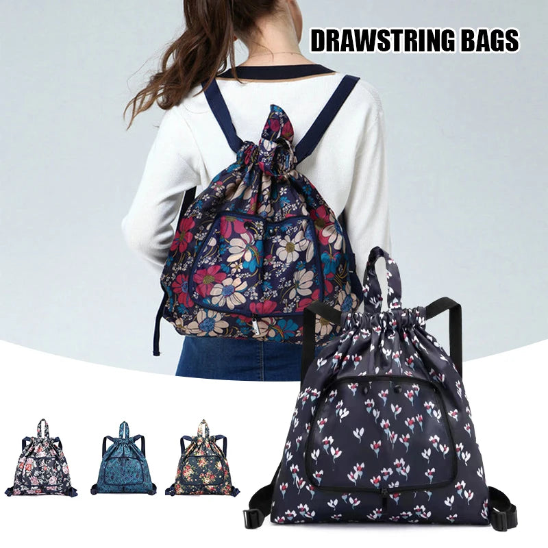 Printed Drawstring Backpack for Outdoor Activity