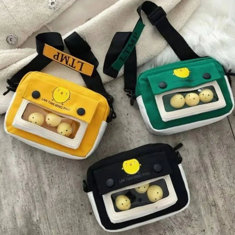 Retro Chick Messenger Bag Female Student Doll Canvas Shoulder Bag