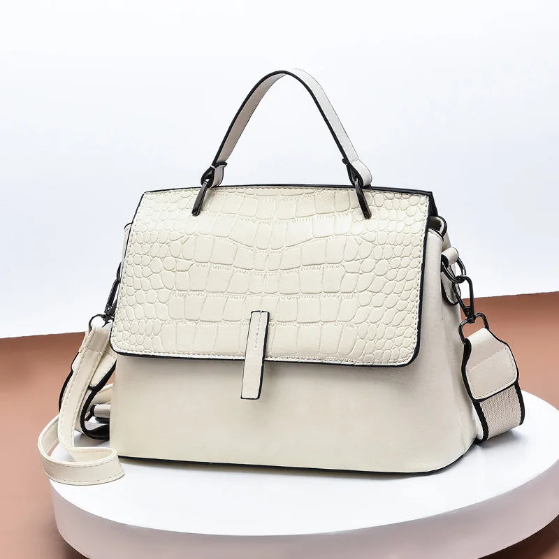Versatile Stone Pattern Shoulder Handbag Women Retro Messenger Bag