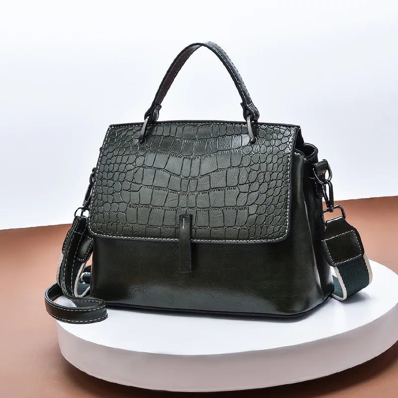 Versatile Stone Pattern Shoulder Handbag Women Retro Messenger Bag