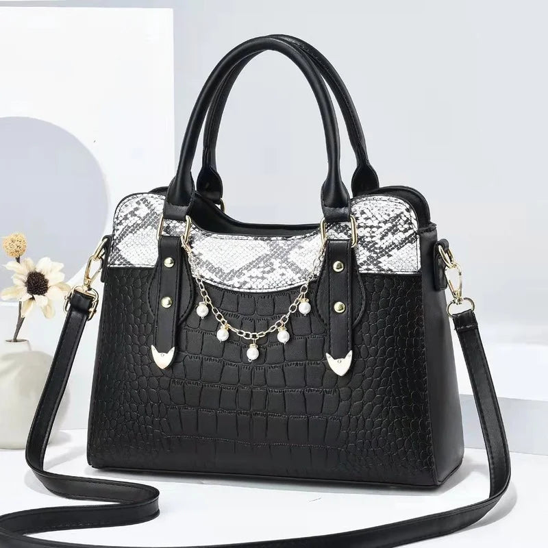 Snake Pattern Chain Stone Pattern Women's Shoulder Bag