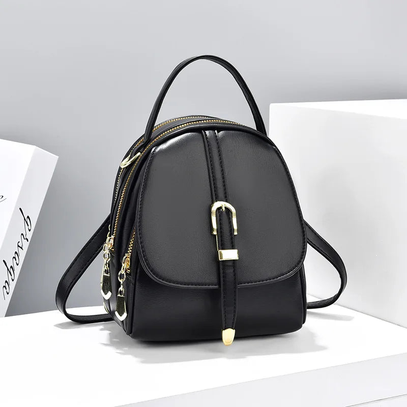 Soft Leather Women's Small Backpack Shoulder Bag