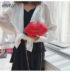 Hot Sexy Lips Style Pu Ladies Clutch Bag Chain Purse Shoulder Bag Handbag Women