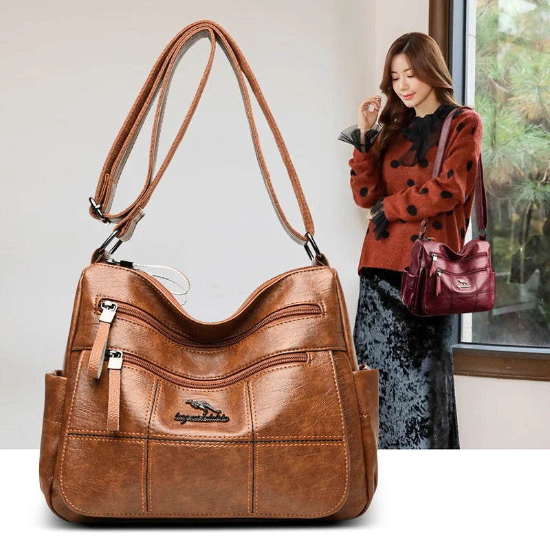 Soft Leather Crossbody Bag for Women Casual Shoulder Bag Ladies Bolsos