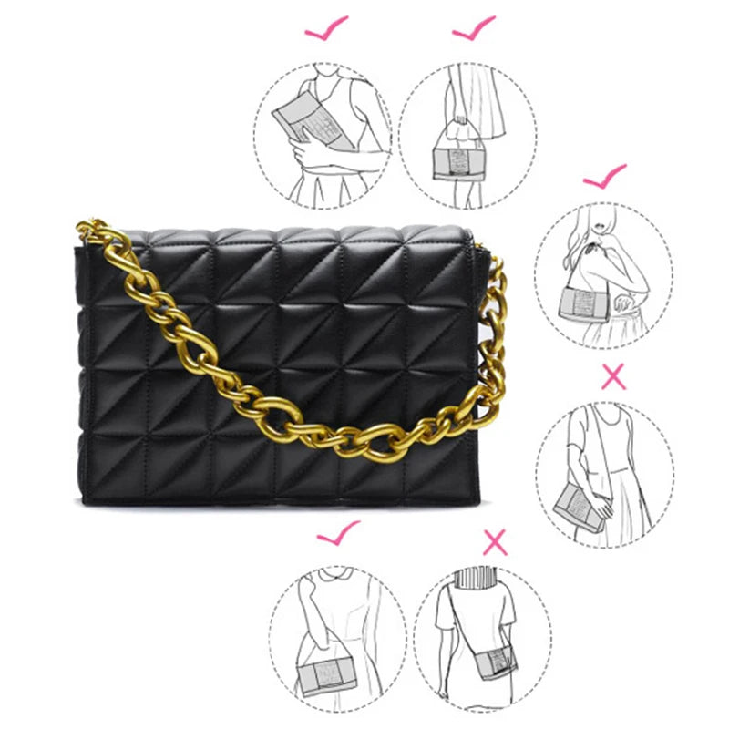 Soft PU Leather Chain Shoulder Bag Retro Casual Women Purses and Handbag