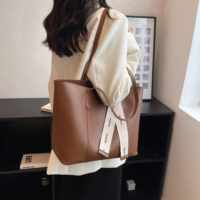 Large Capacity Women Shoulder Bag Pu Leather Tote Bag