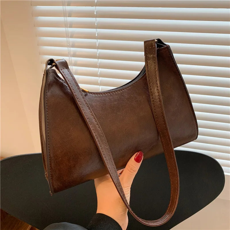 Vintage Shoulder Underarm Bag PU Leather Female Daily Handbag