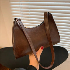 Vintage Shoulder Underarm Bag PU Leather Female Daily Handbag