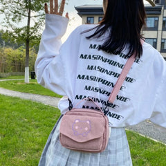 Canvas Zipper Bag Preppy Style Tote Shoulder Messenger Bag