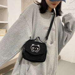 Canvas Zipper Bag Preppy Style Tote Shoulder Messenger Bag