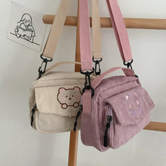 Canvas Zipper Bag Preppy Style Tote Shoulder Messenger Bag