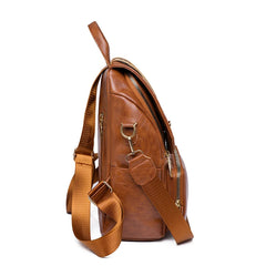 Vintage Leather School Backpack for Teenage Girls