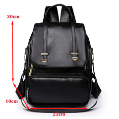 Vintage Leather School Backpack for Teenage Girls