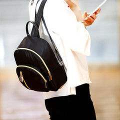 Women's Multi-zipper Backpack School Bag Small Satchel Rucksack