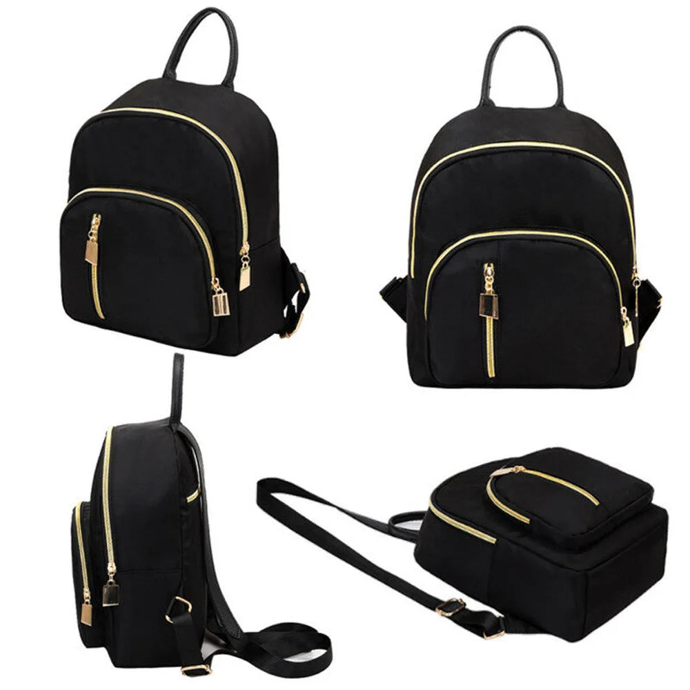 Women's Multi-zipper Backpack School Bag Small Satchel Rucksack