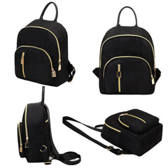Women's Multi-zipper Backpack School Bag Small Satchel Rucksack