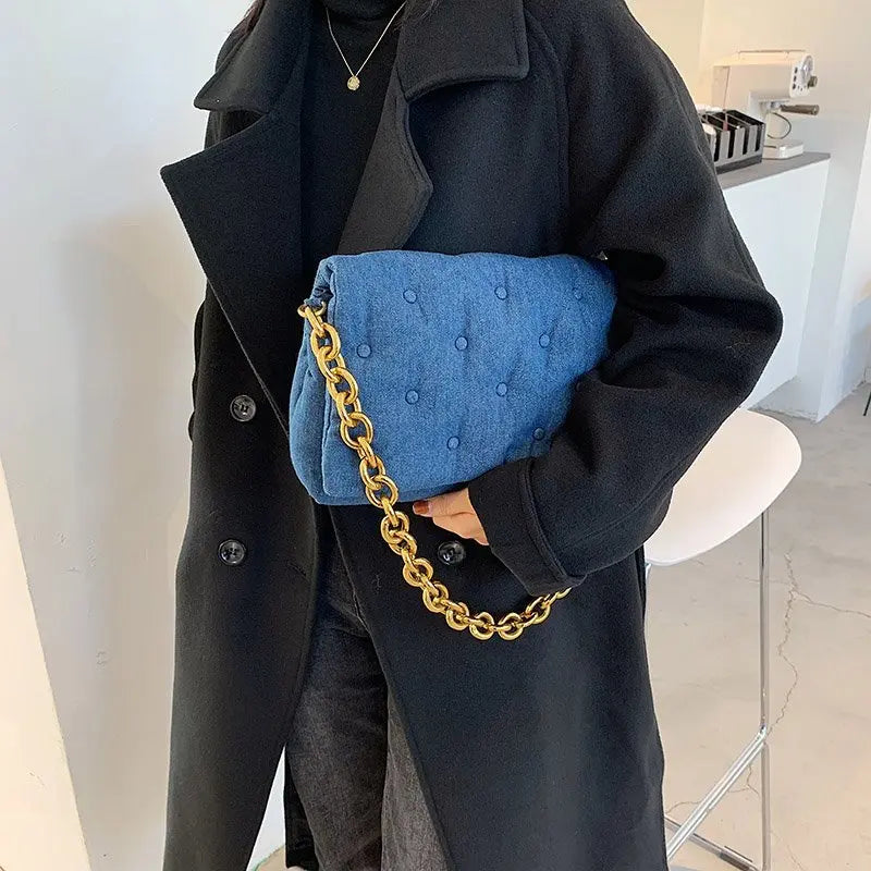 Women's Denim Chain Shoulder Bag|Clutch Purse|Hobo Bag