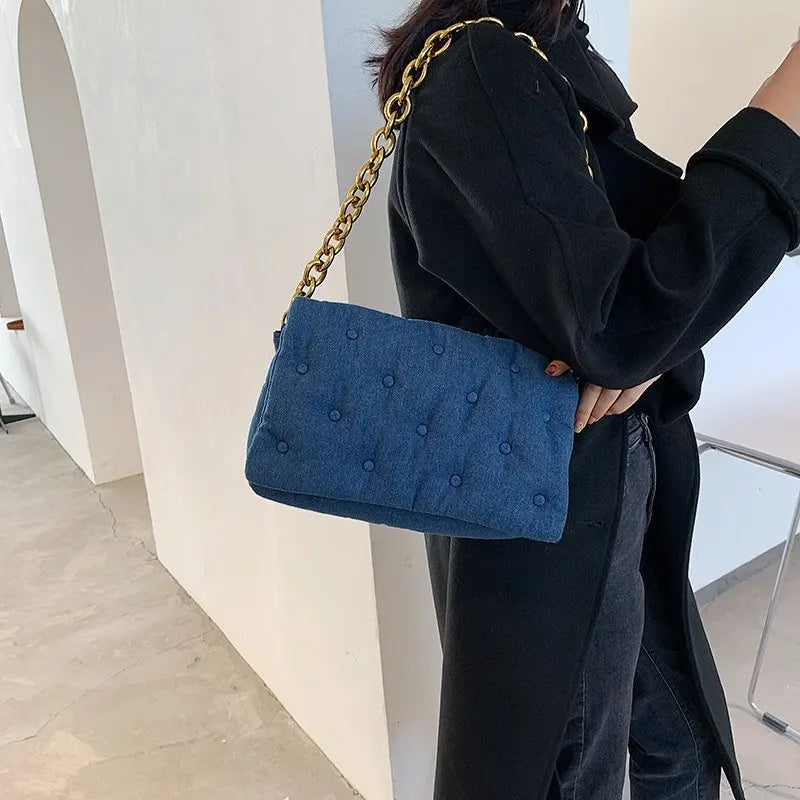 Women's Denim Chain Shoulder Bag|Clutch Purse|Hobo Bag