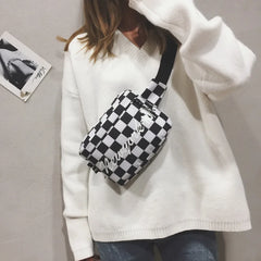 Unisex Lattice Checkerboard Waist Bag