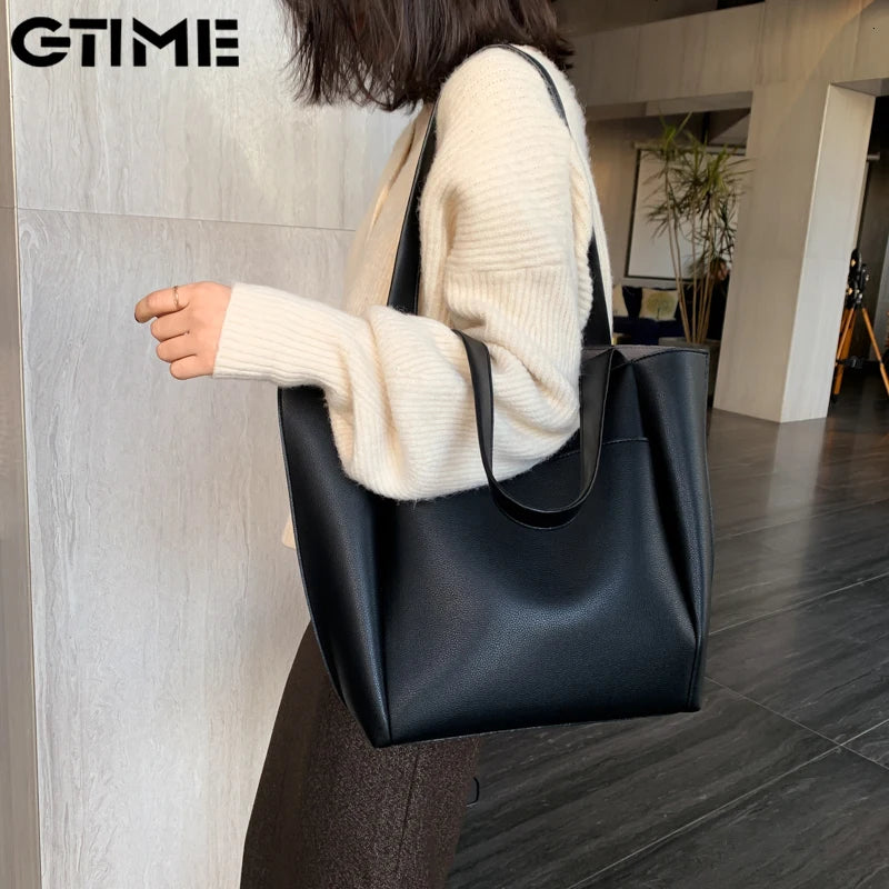 Women's Large PU Leather Shoulder Bag #LAHXZ-209