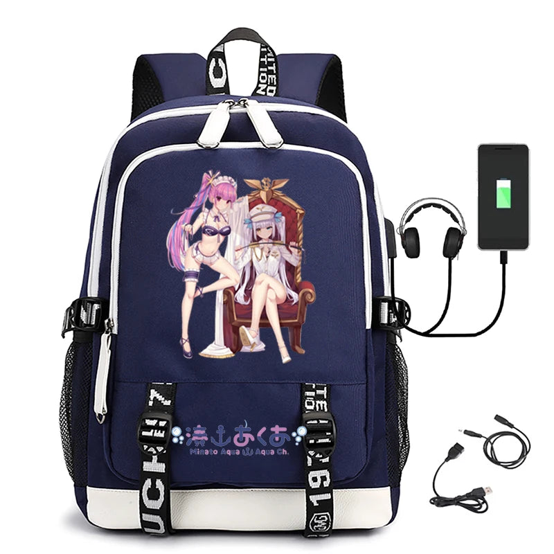 USB Large-Capacity Youth Schoolbag Minato Aqua Backpack