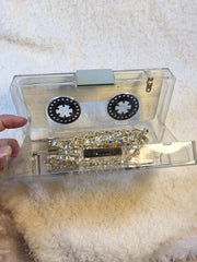 Transparent Tape Cassettes Clutch Evening Bag