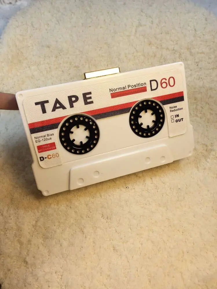 Transparent Tape Cassettes Clutch Evening Bag