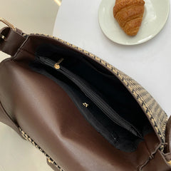 Houndstooth Flap Shoulder Crossbody Bag Small Handbag Office Lady Casual