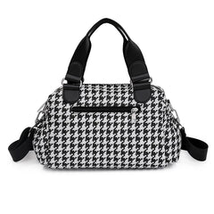 Houndstooth Handbags Canvas Female Packages England Style Classic Cluch