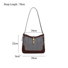 Houndstooth Bucket Purse Patchwork Shoulder Bag