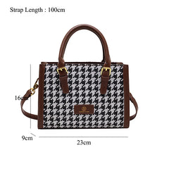 Houndstooth Large Tote Bag for Women