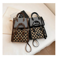 Houndstooth Large Tote Bag for Women