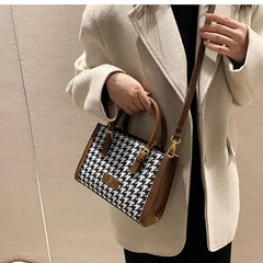 Houndstooth Large Tote Bag for Women