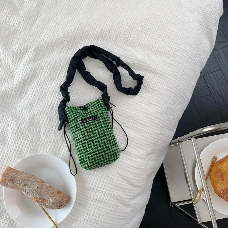 Houndstooth Single Shoulder Messenger Bag Women Mini Phone Bags